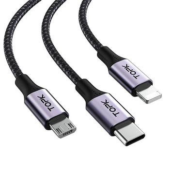 TOPK AS10 3 in 1 Micro USB Type-C Lightning Cable